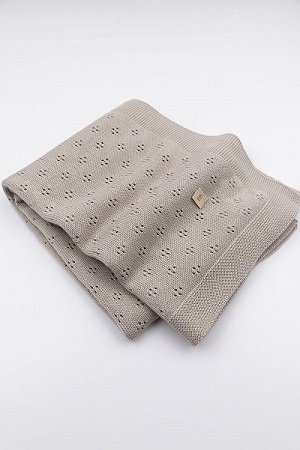 BAMBOOM Coperta traforata Knitted - Cammello - immagine 1