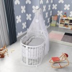 BEBEX Culla Evolutiva  MARILYN Bianca Completo di Tessile Mini e Large colore Sabbia+ Materasso Mini e Large + Asta e Velo